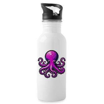 Octopus - Water bottle with straw - white - Right