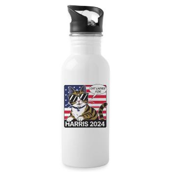 Cat Ladies For Kamala Harris 2024 USA America - Water bottle with straw - white - Right
