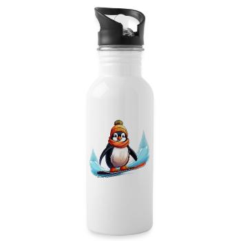 Pingouin Snowboard - Gourde avec paille intégrée - blanc - Droite