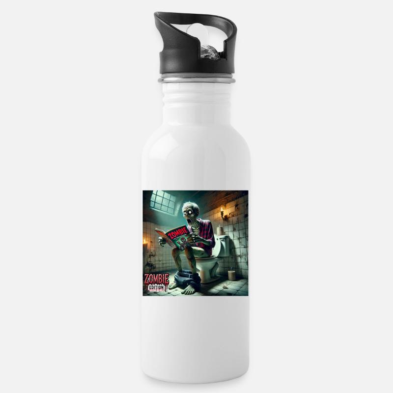 Zombie Klo - Trinkflasche mit integriertem Trinkhalm - Weiß