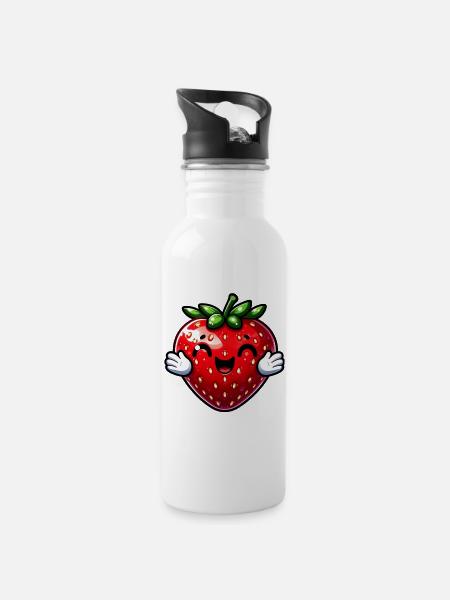Fraise Fraises - Gourde avec paille intégrée - blanc