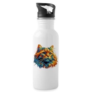 Chat - Gourde avec paille intégrée - blanc - Droite