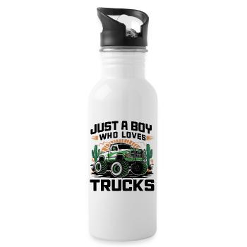 Juste un garçon qui aime les camions et les voitures - Gourde avec paille intégrée - blanc - Droite