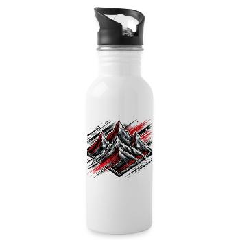 Schroffe Berge - Trinkflasche mit integriertem Trinkhalm - Weiß - Rechts