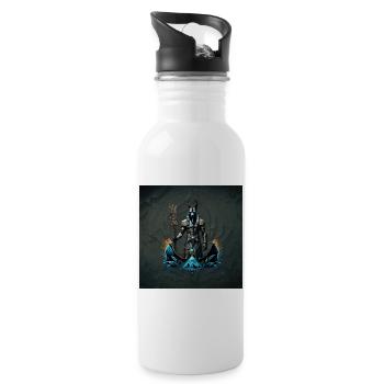 Anubis, der Gott der Toten. - Trinkflasche mit integriertem Trinkhalm - Weiß - Rechts