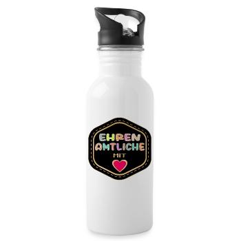 DANKESCHÖN EHRENAMTLICHE EHRENAMT - Trinkflasche mit integriertem Trinkhalm - Weiß - Rechts