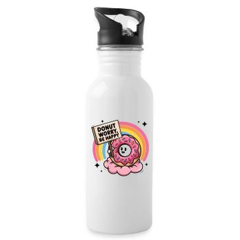 Donut-Sorge, sei glücklich - Trinkflasche mit integriertem Trinkhalm - Weiß - Rechts