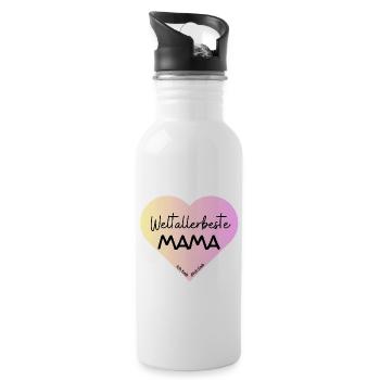 Weltallerbeste Mama- wir haben dich lieb! - Trinkflasche mit integriertem Trinkhalm - Weiß - Rechts