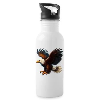 Adler - Trinkflasche mit integriertem Trinkhalm - Weiß - Rechts