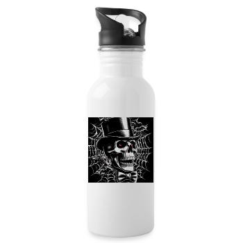 Halloween Elegant Skull - Water bottle with straw - white - Right