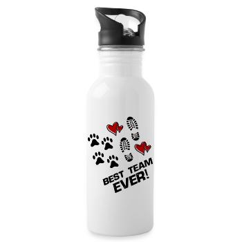 best team ever love - Trinkflasche mit integriertem Trinkhalm - Weiß - Rechts