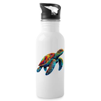 Schildkröte - Trinkflasche mit integriertem Trinkhalm - Weiß - Rechts