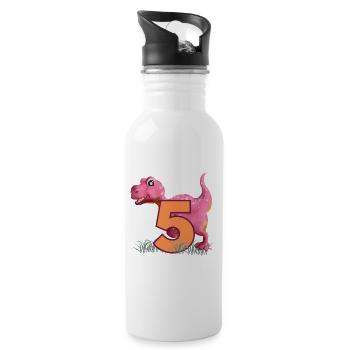 Nr.5 Dino - Trinkflasche mit integriertem Trinkhalm - Weiß - Rechts
