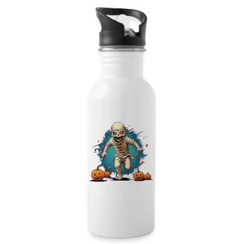 Halloween Mummy - Water bottle with straw - white - Right