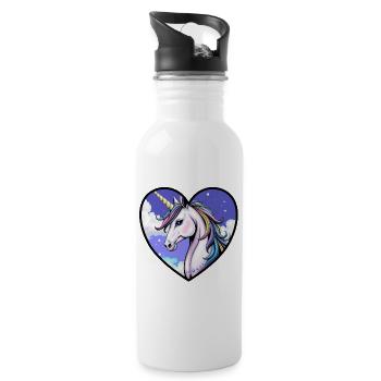 Einhorn - Trinkflasche mit integriertem Trinkhalm - Weiß - Rechts