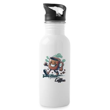 Cadeau tasse à café bonne humeur - Gourde avec paille intégrée - blanc - Droite