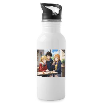 Anime Art Kurs Freunde - Trinkflasche mit integriertem Trinkhalm - Weiß - Rechts