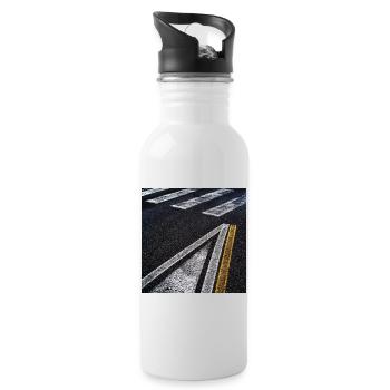 Straßenzeichnungen - Trinkflasche mit integriertem Trinkhalm - Weiß - Rechts