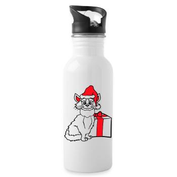 Cadeau de Noël d’hiver pour chat du Père Noël - Gourde avec paille intégrée - blanc - Droite