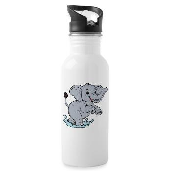 Éléphant - Gourde avec paille intégrée - blanc - Droite