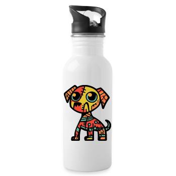 Hund Halloween Symbol Zombie - Trinkflasche mit integriertem Trinkhalm - Weiß - Rechts