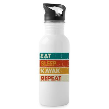 Essen Schlaf Kajak Wiederholen - Trinkflasche mit integriertem Trinkhalm - Weiß - Rechts