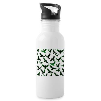 Goth muster, Kolkraben, animal prints - Trinkflasche mit integriertem Trinkhalm - Weiß - Rechts