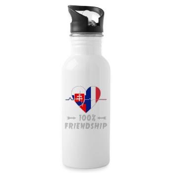 Slovakia and France 100% friendship - Water bottle with straw - white - Right