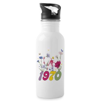 Year of Birth 1970 Wildflowers - Water bottle with straw - white - Right