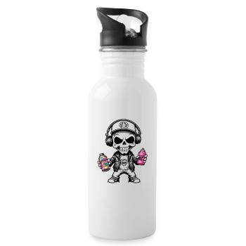 Graffiti Sprayer - Trinkflasche mit integriertem Trinkhalm - Weiß - Rechts