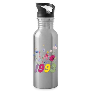 Année de naissance 1993 fleurs sauvages - Gourde avec paille intégrée - argent clair - Droite
