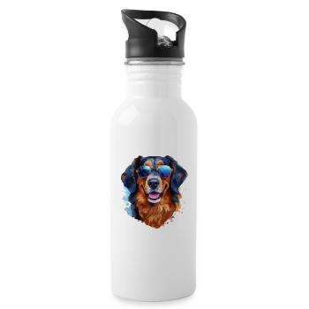 Hovawart with sunglasses - Water bottle with straw - white - Right