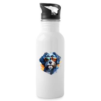 Bolonka Zwetna with sunglasses - Water bottle with straw - white - Right