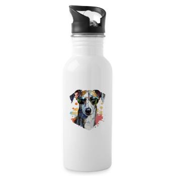 Greyhound mit Sonnenbrille - Trinkflasche mit integriertem Trinkhalm - Weiß - Rechts
