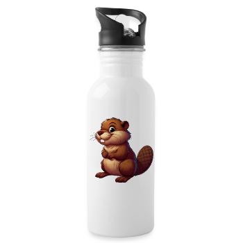 Bieber - Trinkflasche mit integriertem Trinkhalm - Weiß - Rechts