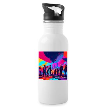 Digital fantasy friendship - Water bottle with straw - white - Right