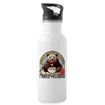 I Need Pelmeni Bear Gift - Water bottle with straw - white - Right