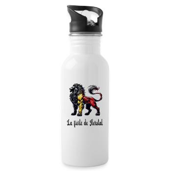 Herstal lion flag design - Water bottle with straw - white - Right