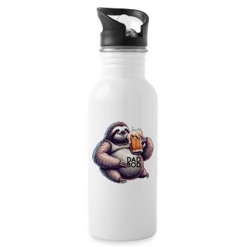 Dad Bod Bierbauch Bier Faultier Geschenk - Trinkflasche mit integriertem Trinkhalm - Weiß - Rechts
