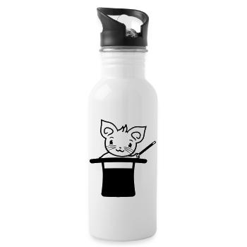 Magische Gezauberte Zylinder Hut Zauberer Katze - Trinkflasche mit integriertem Trinkhalm - Weiß - Rechts