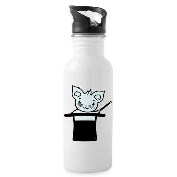 Magische Gezauberte Zylinder Hut Zauberer Katze - Trinkflasche mit integriertem Trinkhalm - Weiß - Rechts