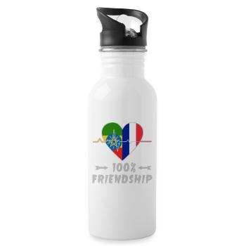 Ethiopia and France 100% friendship - Water bottle with straw - white - Right
