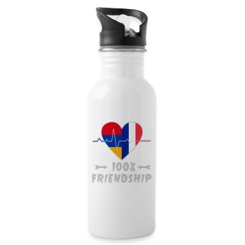 Armenia and France 100% friendship - Water bottle with straw - white - Right