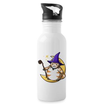 Orange Katze Cat Hexe Witch Halloween Kawaii Mond - Trinkflasche mit integriertem Trinkhalm - Weiß - Rechts