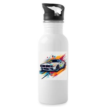 Vibrant Classic Car Design T-Shirt - Water bottle with straw - white - Right