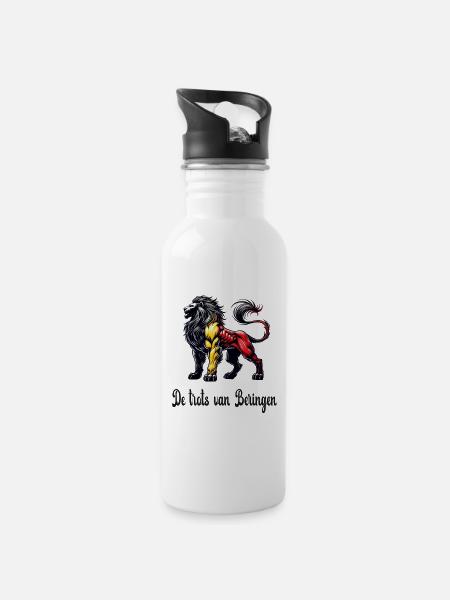 Beringen Lions Vlag Ontwerp - Drinkfles met geïntegreerd rietje - wit