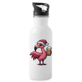 Flamingo Weihnachten Bier - Trinkflasche mit integriertem Trinkhalm - Weiß - Rechts