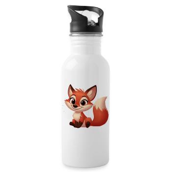 Fuchs - Trinkflasche mit integriertem Trinkhalm - Weiß - Rechts