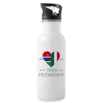 Gambia and Italy 100% friendship - Water bottle with straw - white - Right