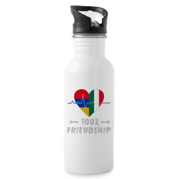 Armenia and Italy 100% friendship - Water bottle with straw - white - Right